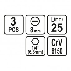 65483 STHOR Set 3 biti profil lat SL8, prindere he..